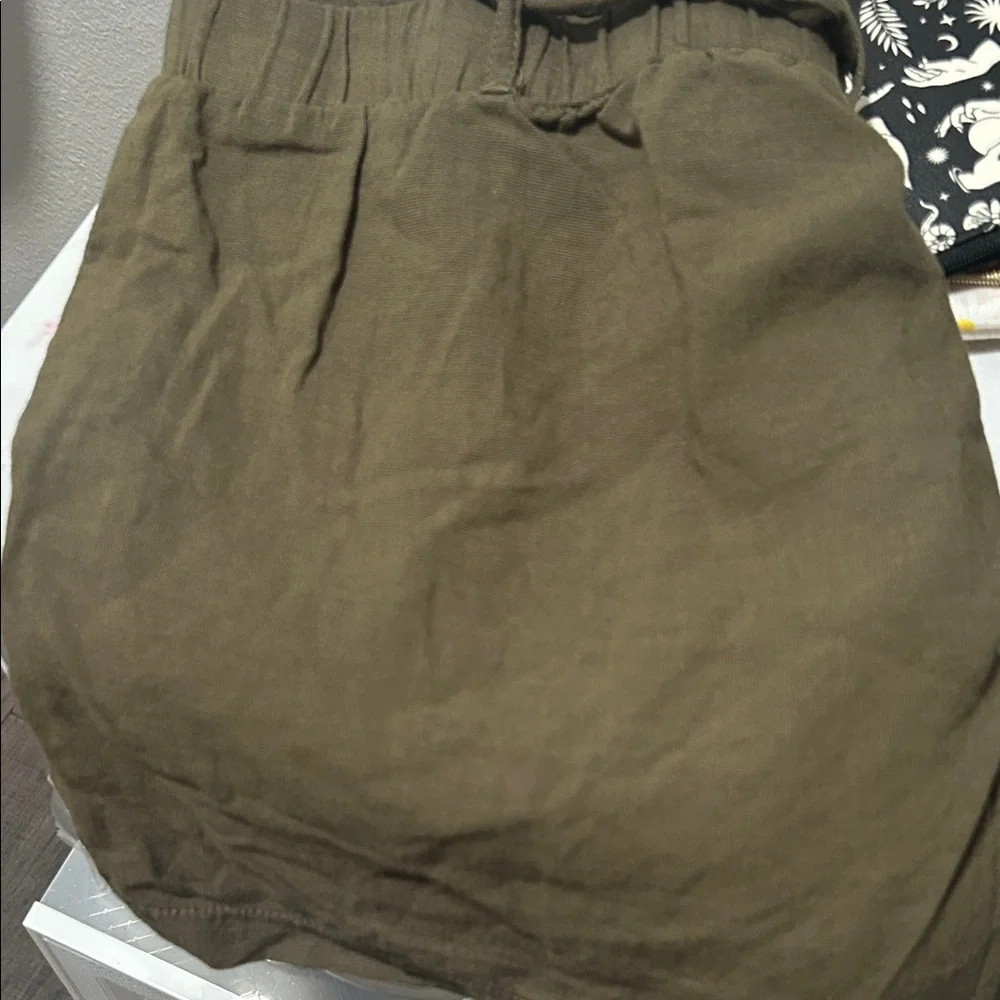 High Waist Olive Women's Shorts - Picture 7 of 8